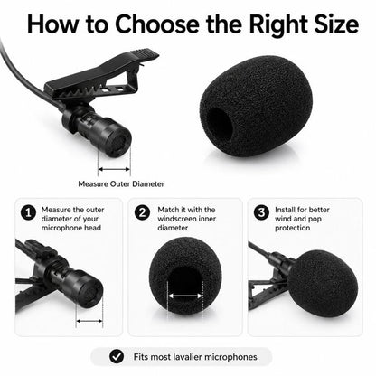 Microphone Foam Cover Universal Headset Lapel Lavalier Mic Windscreen Sponge Pop Filter, 25x20x6mm, 30x23x8mm, 31x25x10mm, 36x23x12mm, 45x35x15mm