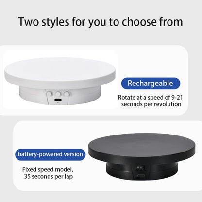 360-Degree Electric Rotating Display Stand/Live Streaming Shooting Base, 10cm Plugged In White, 10cm Plugged In Black, 11cm Rechargeable White, 11cm Rechargeable Black, 15cm Plugged In White, 15cm Plugged In Black, 15cm Rechargeable White