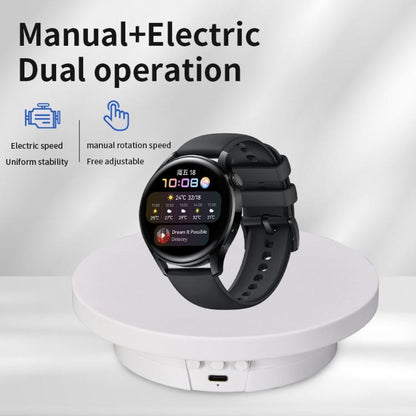 360-Degree Electric Rotating Display Stand/Live Streaming Shooting Base, 10cm Plugged In White, 10cm Plugged In Black, 11cm Rechargeable White, 11cm Rechargeable Black, 15cm Plugged In White, 15cm Plugged In Black, 15cm Rechargeable White