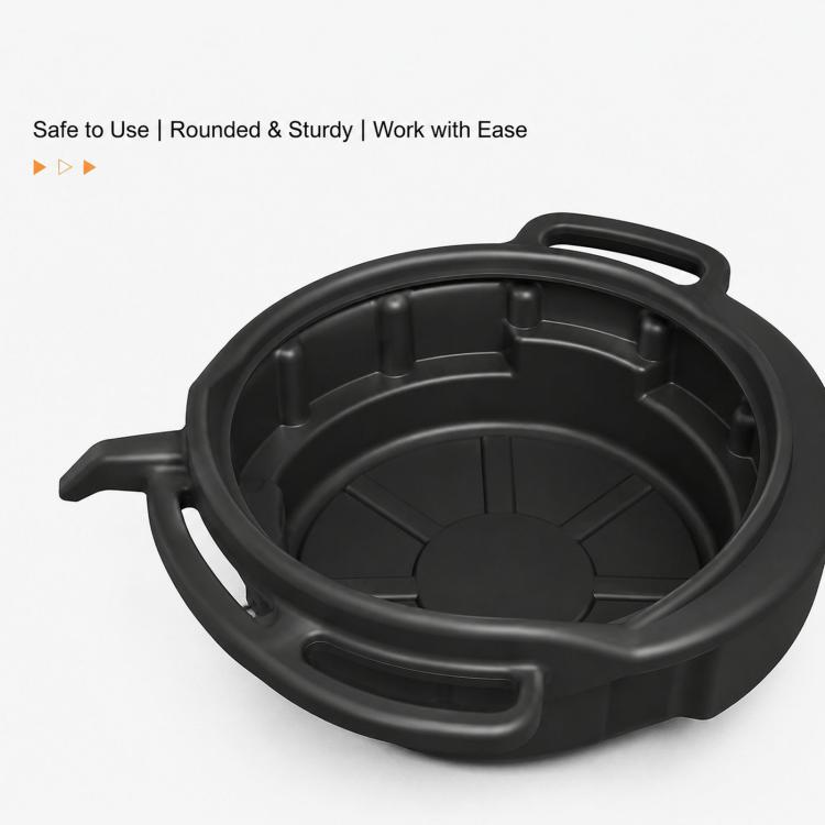 Plastic Oil Drain Pan With Handles and Pour Spout Heavy Duty Fluid Change Tray Basin, 10L, 15L