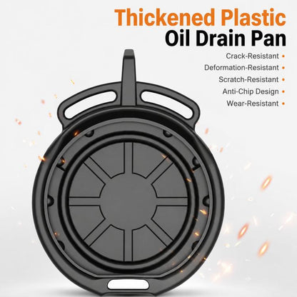Plastic Oil Drain Pan With Handles and Pour Spout Heavy Duty Fluid Change Tray Basin, 10L, 15L