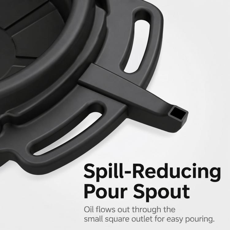 Plastic Oil Drain Pan With Handles and Pour Spout Heavy Duty Fluid Change Tray Basin, 10L, 15L