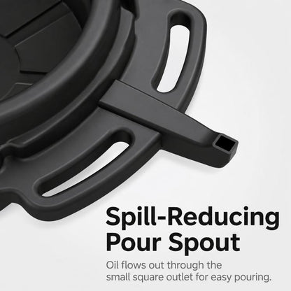 Plastic Oil Drain Pan With Handles and Pour Spout Heavy Duty Fluid Change Tray Basin, 10L, 15L