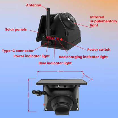 Wireless WIFI Magnetic Solar-Powered HD Camera Dashcam Reversing Camera, F25C