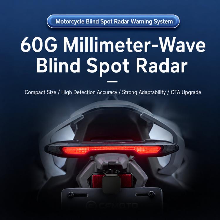 Motorcycle 60GHz Millimeter Wave BSD Blind Spot Monitoring Collision Warning System, 50-Meter