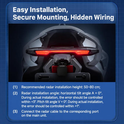 Motorcycle 60GHz Millimeter Wave BSD Blind Spot Monitoring Collision Warning System, 50-Meter