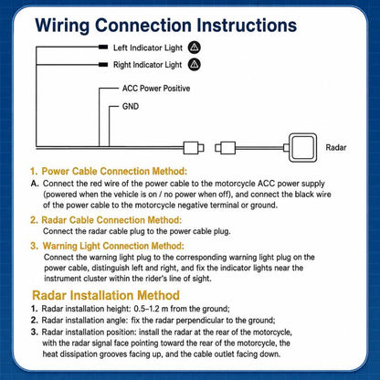Motorcycle 60GHz Millimeter Wave BSD Blind Spot Monitoring Collision Warning System, 50-Meter