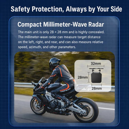 Motorcycle 60GHz Millimeter Wave BSD Blind Spot Monitoring Collision Warning System, 50-Meter