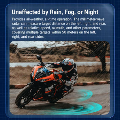 Motorcycle 60GHz Millimeter Wave BSD Blind Spot Monitoring Collision Warning System, 50-Meter