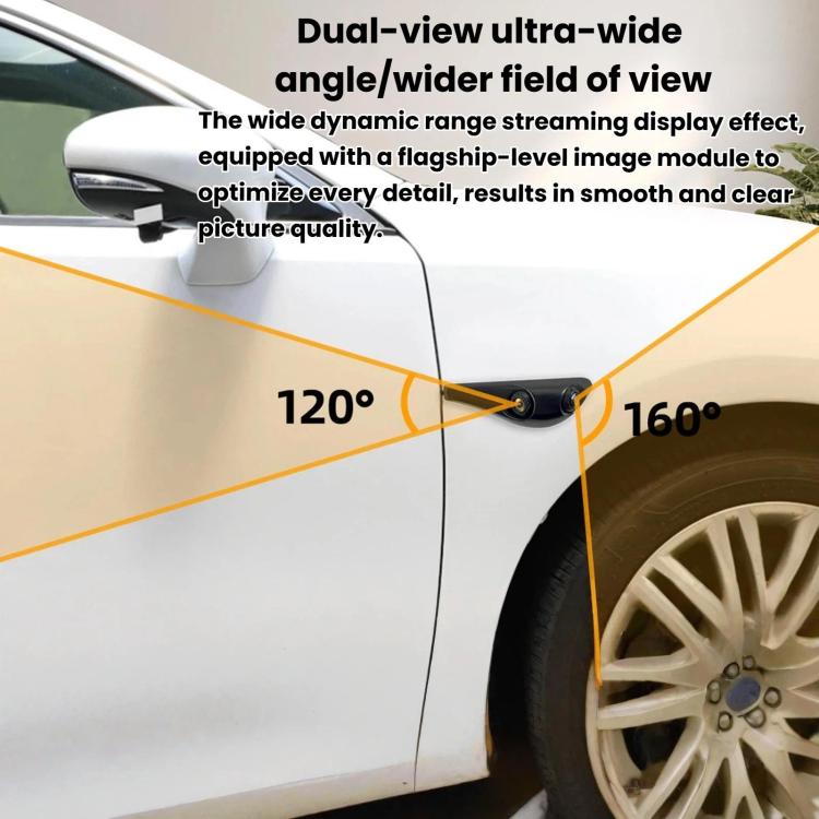 CAM374 1080P Dual Lens Car Rearview Mirror Camera Aviation Connector Hole-Free Auxiliary Camera, Black Right, Black Left, White Right, White Left