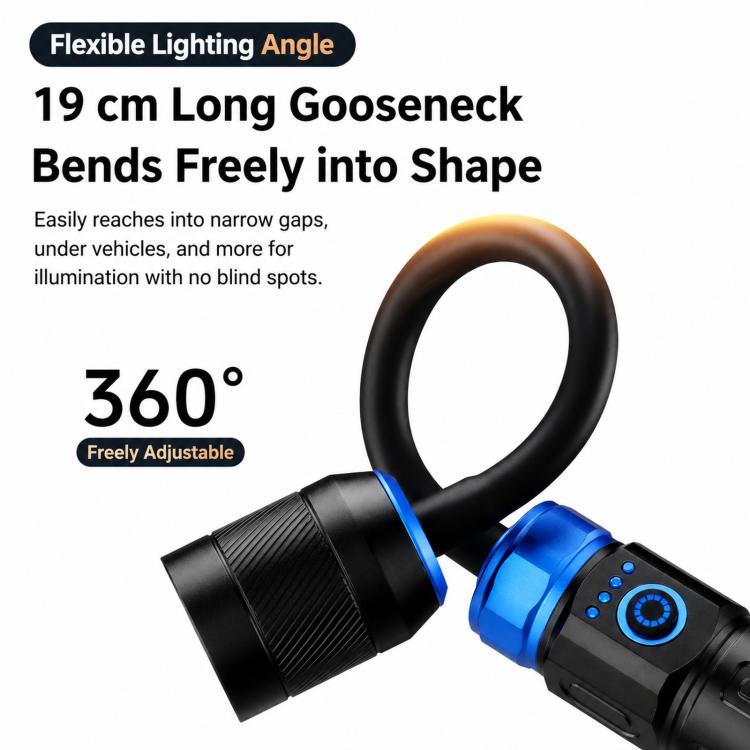 Rechargeable LED Gooseneck Work Light With Magnetic Base Zoomable Inspection Flashlight, No Batteries, S1525 Red, S1526 Blue, 1526 Red