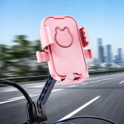 Universal Motorcycle Phone Mount Cute Cat Cell Phone Holder for Bike Scooter, Handlebar Mount Black, Rearview Mirror Mount Black, Handlebar Mount Pink, Rearview Mirror Mount Pink