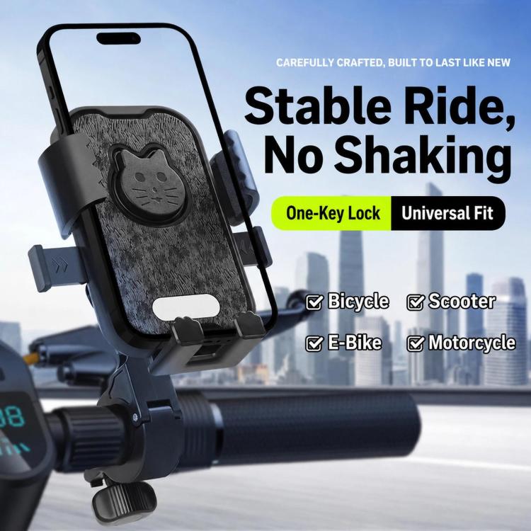 Universal Motorcycle Phone Mount Cute Cat Cell Phone Holder for Bike Scooter, Handlebar Mount Black, Rearview Mirror Mount Black, Handlebar Mount Pink, Rearview Mirror Mount Pink