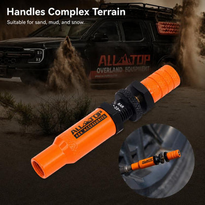 Tire Deflator Kit 10-30 PSI Auto-Stop Brass Tire Relief Valve, Orange