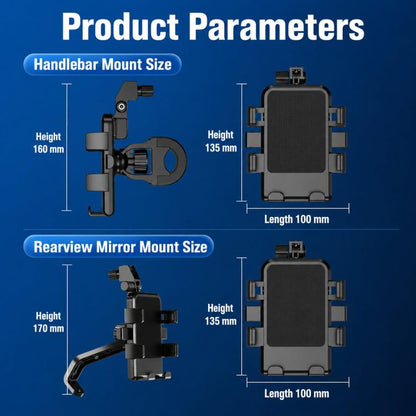Motorcycle Phone Mount with Sunshade Mini Umbrella Universal Bike Cell Phone Holder, For Handlebar, For Rearview Mirror