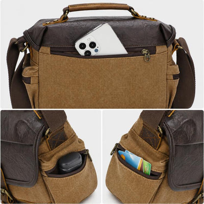 Vintage Waterproof Canvas Camera Messenger Bag DSLR Mirrorless Shoulder Case