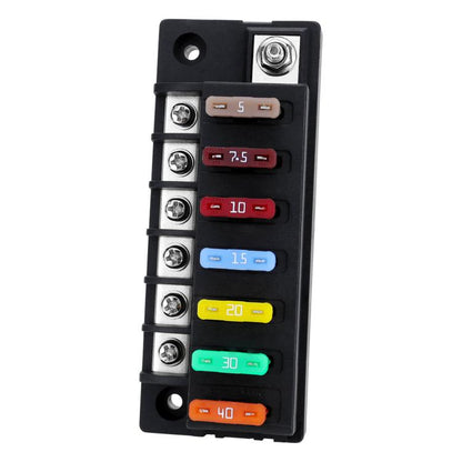 1-In-6-Out Waterproof Automotive Blade Fuse Holder, Without Lights, With Lights