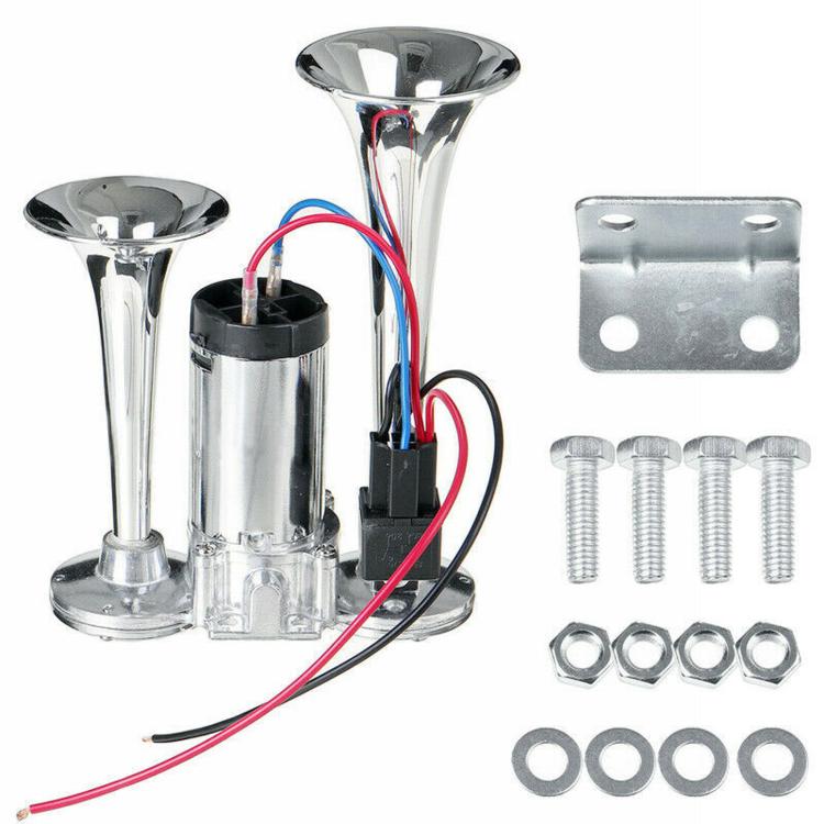 600DB Double-tube Metal Conjoined Electric Pump Car Horn With Relay, ST-1018S 24V