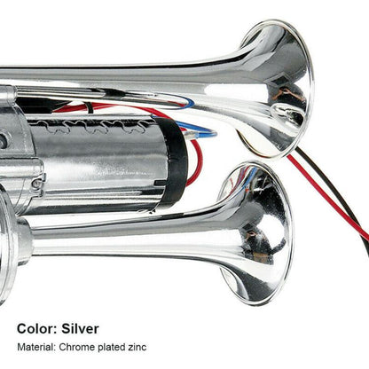 600DB Double-tube Metal Conjoined Electric Pump Car Horn With Relay, ST-1018S 24V