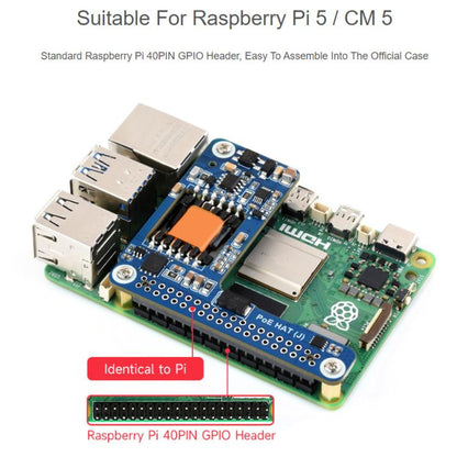 Waveshare 5/CM5 Dedicated PoE(+) Expansion Board For Raspberry Pi, 34611, 34612+ Case