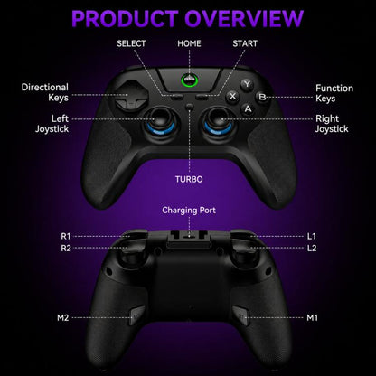 BSP G3 Tri-Mode Game Controller With Carbon Joysticks Macro Keys For PC / Switch / PS4 / iOS & Android, With Stand White, With Stand Black, With Stand Pink, With Stand Purple, With Receiver White, With Receiver Black, With Receiver Pink