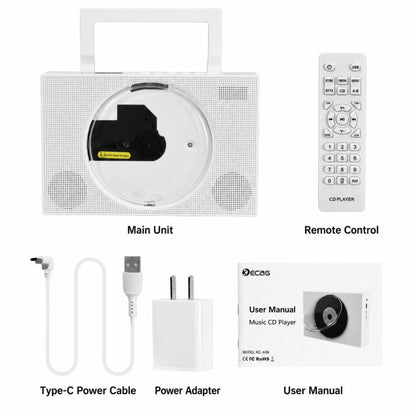 Kecag KC-606 Portable CD Player Home Bluetooth Music Player, White Plug-in, Black Plug-in, White Rechargeable, Black Rechargeable