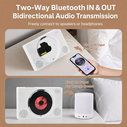 Kecag KC-606 Portable CD Player Home Bluetooth Music Player, White Plug-in, Black Plug-in, White Rechargeable, Black Rechargeable