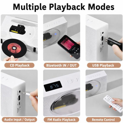 Kecag KC-606 Portable CD Player Home Bluetooth Music Player, White Plug-in, Black Plug-in, White Rechargeable, Black Rechargeable
