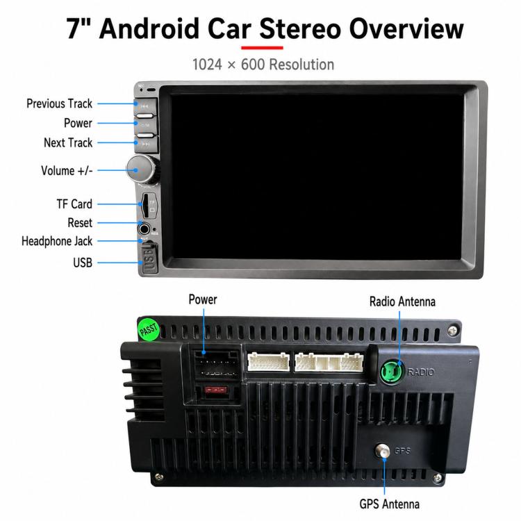 In-Car Navigation Smart Center Console Universal Voice Control, Radio, And Reverse Camera All-In-One Unit, 7 inch TCD-106B, 7 inch TCD-107B