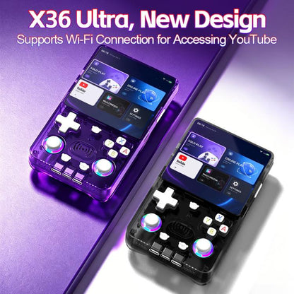 X36 Ultra 4.2-inch IPS Screen Retro Handheld Game Console Android 10.0 Gaming Device with WiFi, RGB Joysticks, 64G Transparent Black, 128G Transparent Black, 64G Transparent White, 128G Transparent White, 64G Transparent Purple, 128G Transparent Purple...