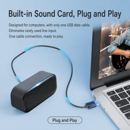 USB Computer Speaker with Built-in Microphone & Sound Card Mini Desktop Stereo Soundbar
