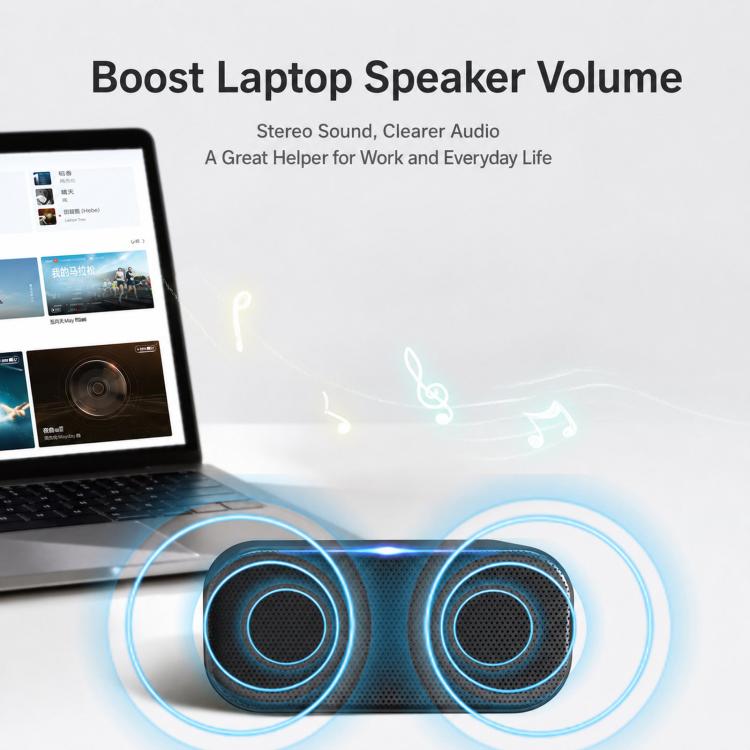 USB Computer Speaker with Built-in Microphone & Sound Card Mini Desktop Stereo Soundbar
