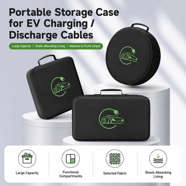 BUBM EV Cable Bag Portable Charger Storage Case Waterproof Organizer For EV Charging Equipment, Square, Round, Rectangular