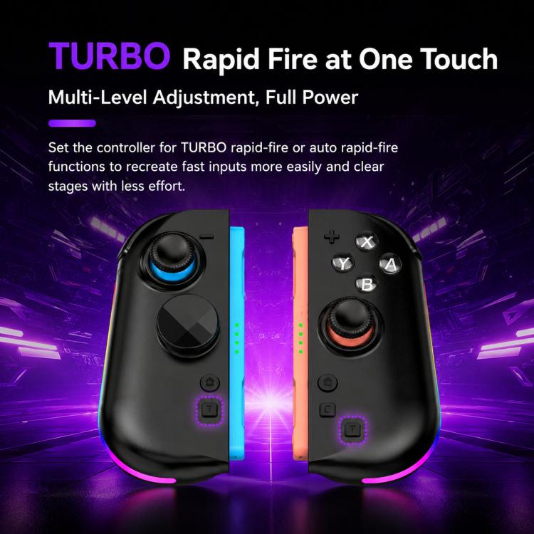 For Nintendo Switch 2 Left + Right Magnetic Controllers 9-Axis RGB Motion-Sensing Hall-Effect Joystick With Bluetooth 5.4 Wake-Up and Burst Fire Functionality