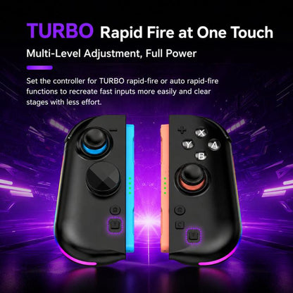 For Nintendo Switch 2 Left + Right Magnetic Controllers 9-Axis RGB Motion-Sensing Hall-Effect Joystick With Bluetooth 5.4 Wake-Up and Burst Fire Functionality