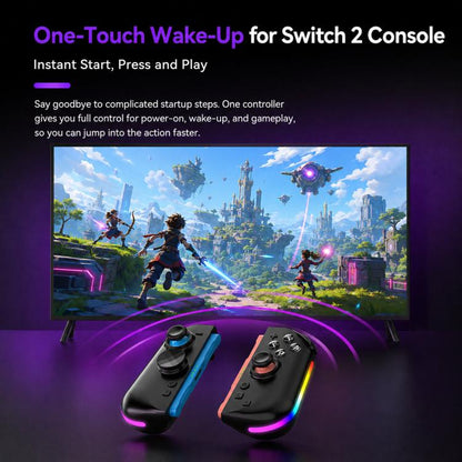 For Nintendo Switch 2 Left + Right Magnetic Controllers 9-Axis RGB Motion-Sensing Hall-Effect Joystick With Bluetooth 5.4 Wake-Up and Burst Fire Functionality