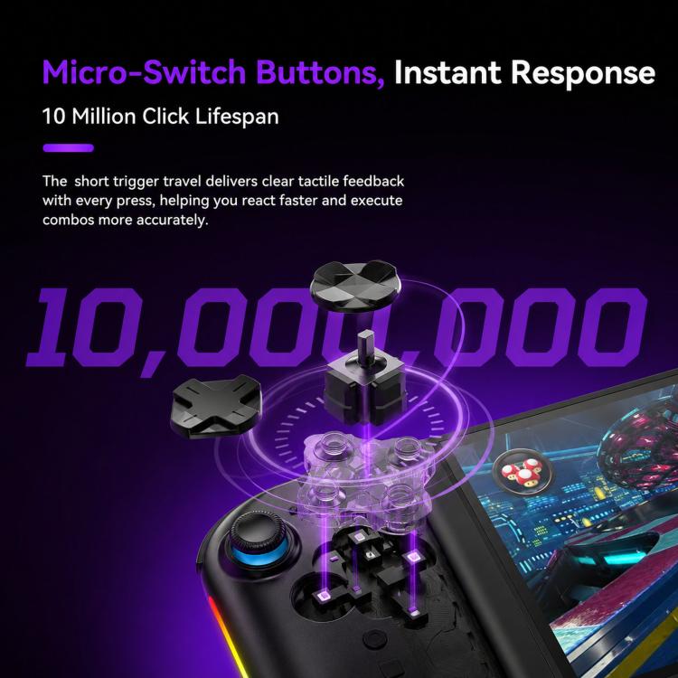 For Nintendo Switch 2 Left + Right Magnetic Controllers 9-Axis RGB Motion-Sensing Hall-Effect Joystick With Bluetooth 5.4 Wake-Up and Burst Fire Functionality