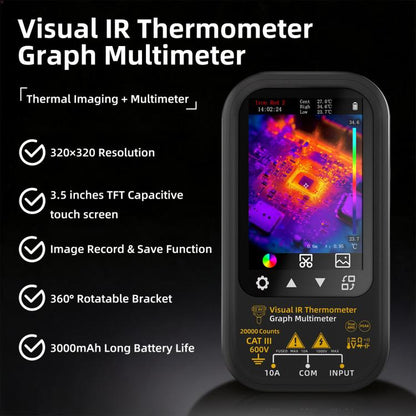BSIDE SH6 Thermal Imaging Multimeter 2 In 1 Touchscreen High-Precision Infrared Thermal Imager Temperature Meter Electrical Tester, Standard, SH6