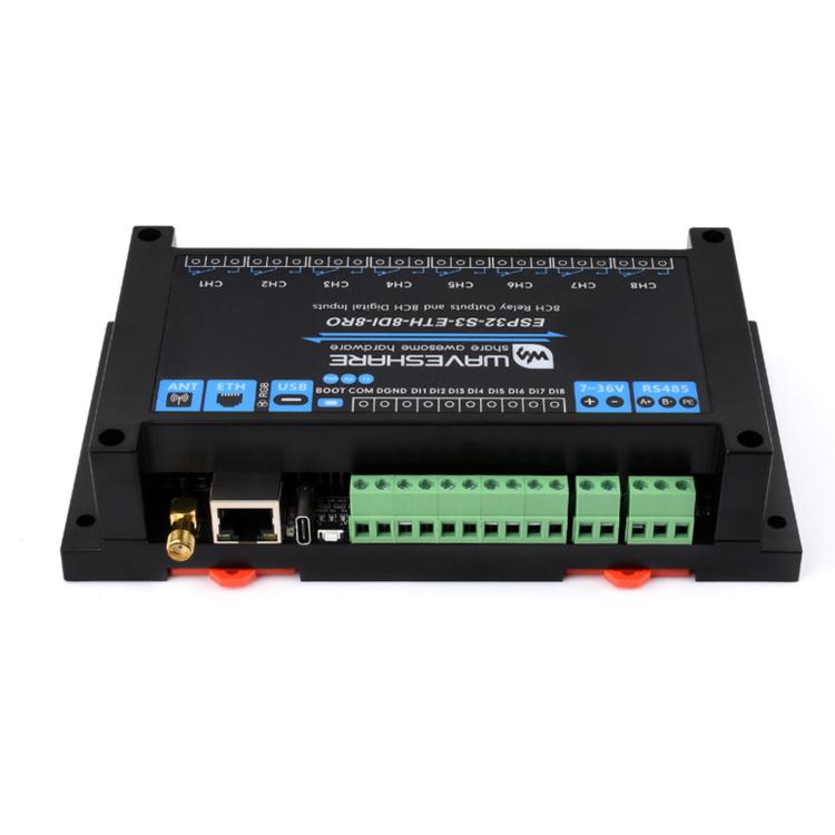 Waveshare ESP32-S3 Industrial Control Board With 8-Channel Wi-Fi Network Relays, Standard Network Port, PoE Port