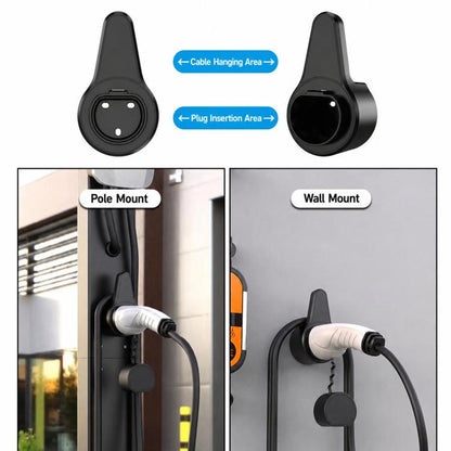 EV Charger Holder Wall Mount Compact Electric Vehicle Charger Holster Dock & Cable Hook, SAE J1772 US Standard, Type 2 EU Standard