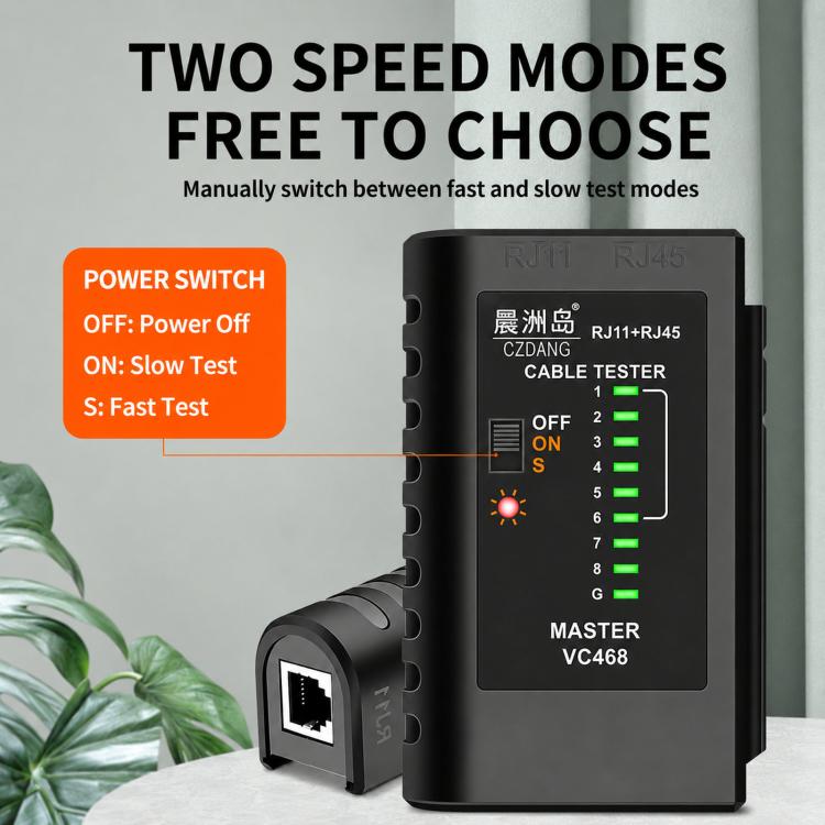 CZDANG VC468 Multifunctional Network Cable Tester Broadband Signal Continuity Testing Tool, VC468