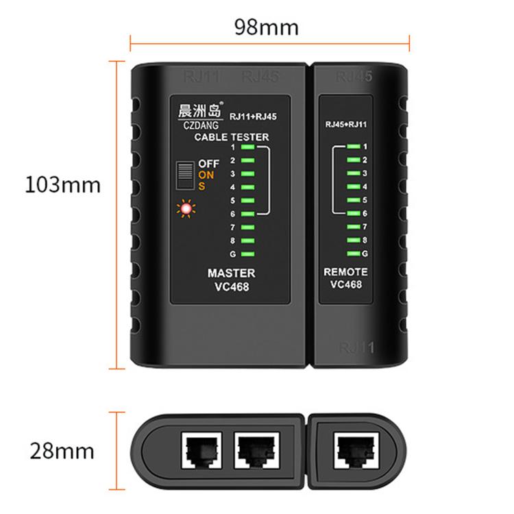 CZDANG VC468 Multifunctional Network Cable Tester Broadband Signal Continuity Testing Tool, VC468