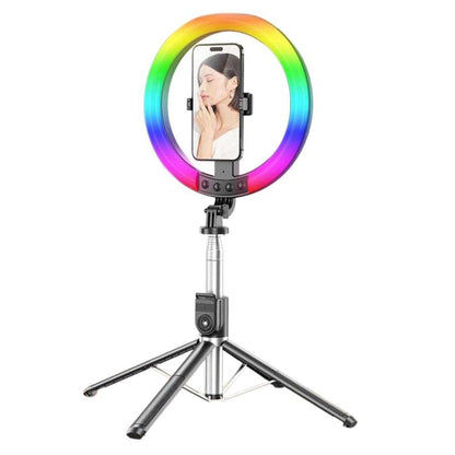 2.3m Floor Stand Selfie Stick With Live Streaming Fill Light For Cell Phone, 3-Color Stainless Steel Tube, RGB Stainless Steel Tube, 3-Color Aluminum Alloy Tube, RGB Aluminum Alloy Tube