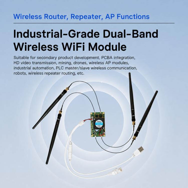 Dual Band WiFi Module Industrial Serial To Ethernet Bridge Router, VM5G-FAN