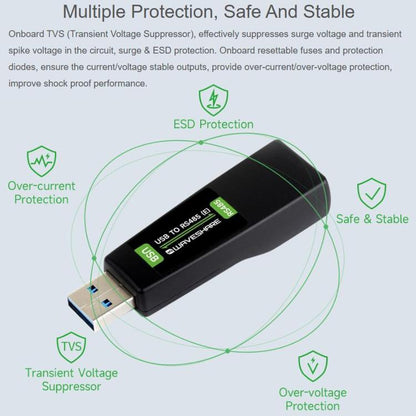 WAVESHARE USB To RS485 (E) Industrial-Grade Isolated Bidirectional Converter, Onboard FT232RNL Chip, Isolated RS485 Transceiver Circuit And RJ45 Port, 35226