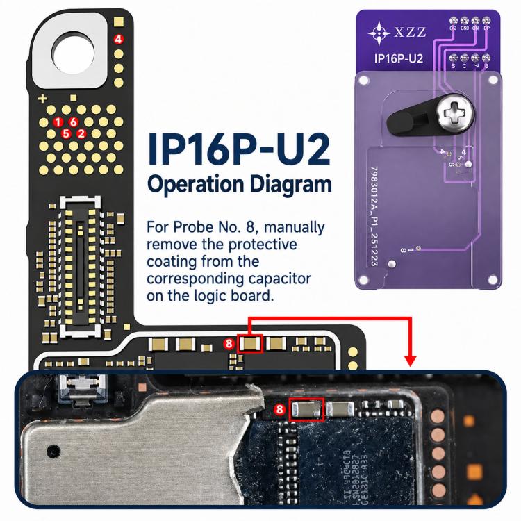 XZZ U2 Charging Chip Reader Writer Fixture With CH341A Programmer For iPhone 15 Pro / 15 Pro Max / 16 Pro, 3 in 1
