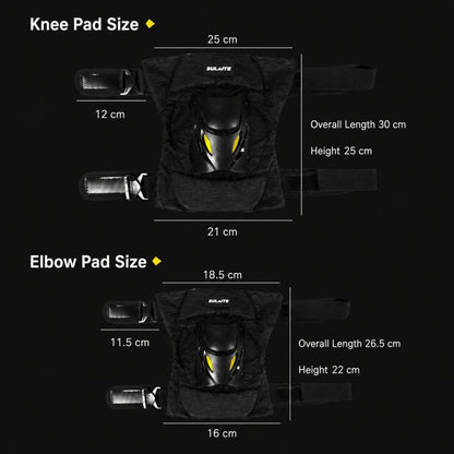 Motorcycle Riding Protective Gear with Quick Release Buckle, SULAITE Knee Pads 2-Piece Set, SULAITE Elbow Pads 2-Piece Set, SULAITE Knee & Elbow 4-Piece Set