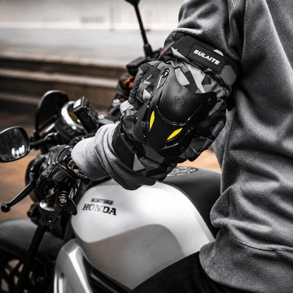 Motorcycle Riding Protective Gear with Quick Release Buckle, SULAITE Knee Pads 2-Piece Set, SULAITE Elbow Pads 2-Piece Set, SULAITE Knee & Elbow 4-Piece Set