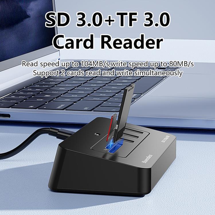 Blueendless 5-Port 3xUSB 3.0 Hub SD TF Card Reader, With 1m 2-in-1 USB-C/A Cable, With 0.3m USB Cable