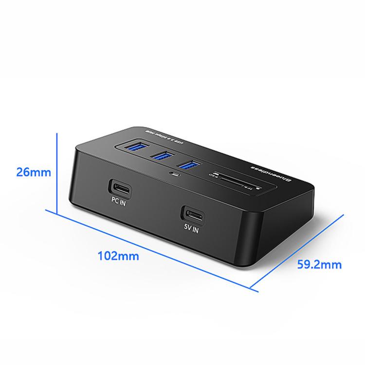 Blueendless 5-Port 3xUSB 3.0 Hub SD TF Card Reader, With 1m 2-in-1 USB-C/A Cable, With 0.3m USB Cable